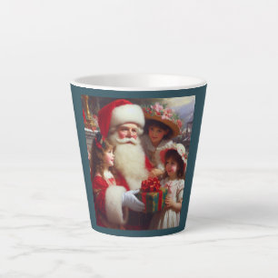 Tasse Latte Noël Père Noël avec enfants 1