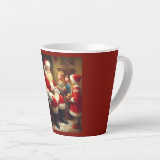 Tasse Latte Noël Père Noël avec enfants 3 (Angle droit)