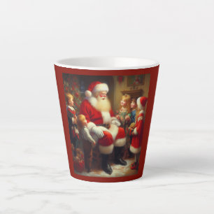 Tasse Latte Noël Père Noël avec enfants 3