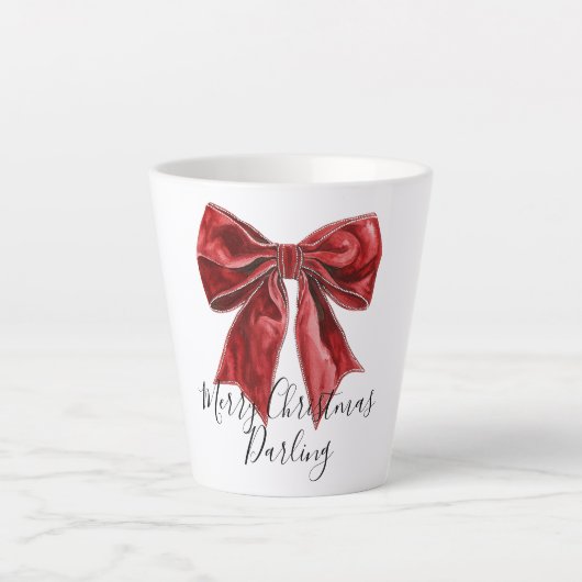 Tasse Latte Noël personnalisé Chic Red Bow (Devant)