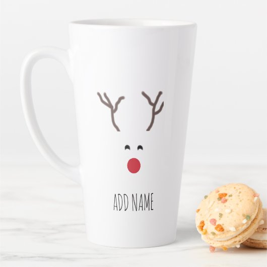 Tasse Latte Noël personnalisé Rouge renne noir blanc (En situation)
