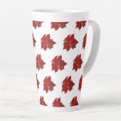 Tasse Latte Noël Poinsettia Motif Rouge sur Blanc Grand (Angle droit)