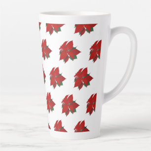 Tasse Latte Noël Poinsettia Motif Rouge sur Blanc Grand