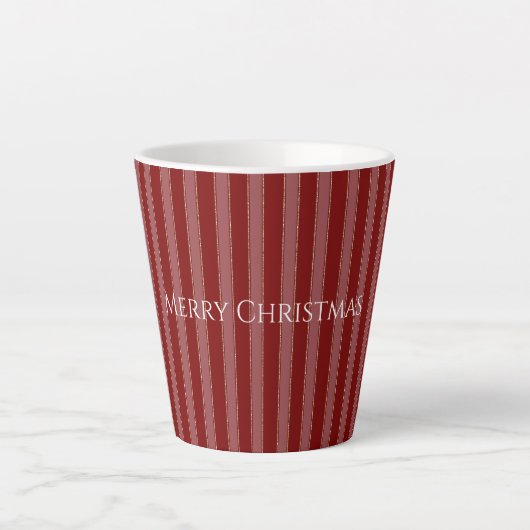 Tasse Latte Noël Rayures Rouges Or (Devant)