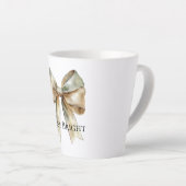 Tasse Latte Noel Rustique Blanc Vert Or Bow Personnalisé (Angle droit)