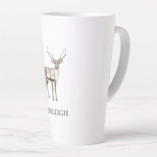 Tasse Latte Noël Rustique Nom du cerf (Angle droit)