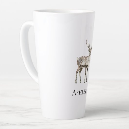 Tasse Latte Noël Rustique Nom du cerf (Angle gauche)