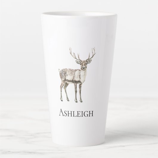 Tasse Latte Noël Rustique Nom du cerf (Devant)