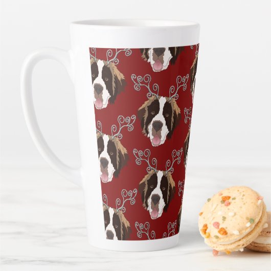 Tasse Latte Noël Saint Bernard Reindeer (En situation)