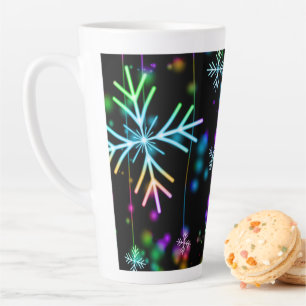 Tasse Latte Noël tomber diverses couleurs néon flacons de neig