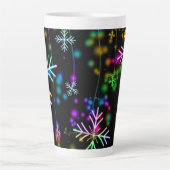 Tasse Latte Noël tomber diverses couleurs néon flacons de neig (Devant)