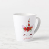Tasse Latte Noël Unicorne Rouge Floral Or Lashes Nom (Angle droit)