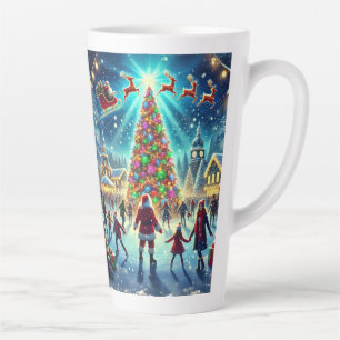 Tasse Latte Noël Wonderland Fête du patinage sur glace