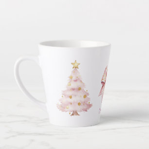Tasse Latte Nœud de l'arbre de Noël rose