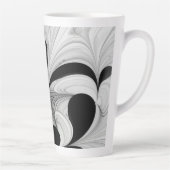Tasse Latte Noir Abstrait et blanc avec art fractal vert (Droite)
