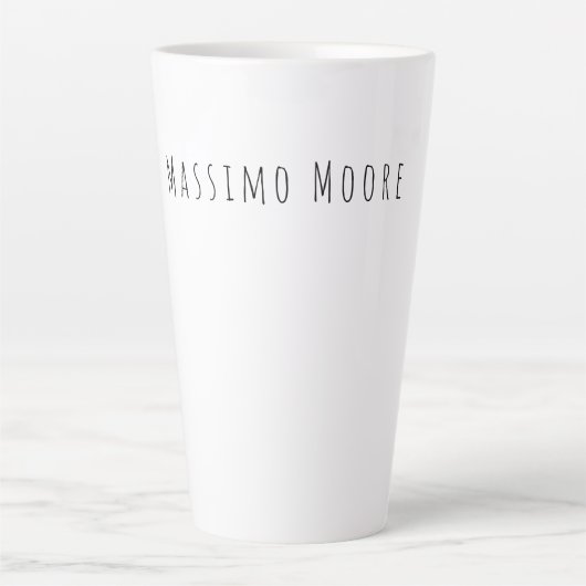 Tasse Latte Noir Blanc Élégant Simple Formel Nom propre (Devant)