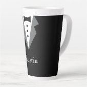 Tasse Latte Noir Blanc Formal Tuxedo Personnalisé (Angle droit)
