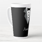 Tasse Latte Noir Blanc Formal Tuxedo Personnalisé (Angle gauche)