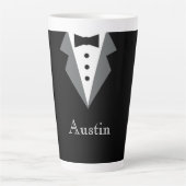 Tasse Latte Noir Blanc Formal Tuxedo Personnalisé (Devant)
