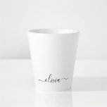 Tasse Latte Noir Blanc moderne Script Girl Monogramme Nom<br><div class="desc">Noir et blanc Simple Script Monogramme Nom Latte Coffee Cup Mug. Cela rend le cadeau parfait pour 16 ans,  mariage,  douche nuptiale,  anniversaire,  baby shower ou bachelorette pour quelqu'un qui aime le luxe glam et les styles chic.</div>