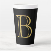 Tasse Latte Noir couleur or Monogramme professionnel Calligrap (Devant)