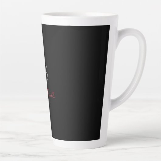 Tasse Latte Noir moderne Noir Monogramme Initiales Nom (Droite)