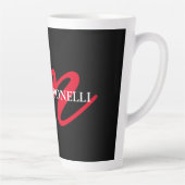 Tasse Latte Noir moderne rouge monogramme professionnel (Droite)