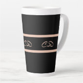 Tasse Latte Noir rose or monogramme initiales élégant script (Angle droit)
