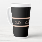 Tasse Latte Noir rose or monogramme initiales élégant script (Angle gauche)