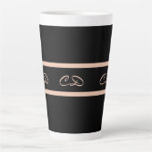 Tasse Latte Noir rose or monogramme initiales élégant script (Devant)
