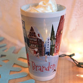 Tasse Latte Noisette de Noël Nom personnalisé Rouge