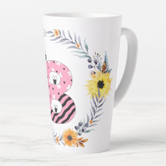 Tasse Latte Nom Alphabet "B" (Angle droit)