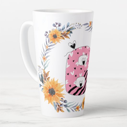 Tasse Latte Nom Alphabet "B" (Angle gauche)