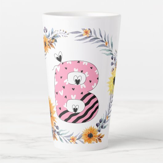 Tasse Latte Nom Alphabet "B" (Devant)