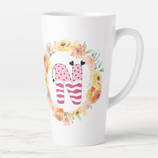 Tasse Latte Nom Alphabet "N" (Droite)