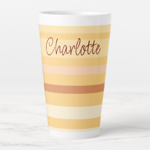 Tasse Latte Nom Bande Beige Élégante