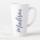 Tasse Latte Nom bleu marine Script manuscrit personnalisé (Droite)