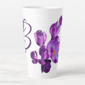 Tasse Latte Nom Bridget personnalisable Fleurs violettes fille (Devant)