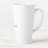 Tasse Latte Nom Calligraphie Script Simple Blanc Bleu (Droite)