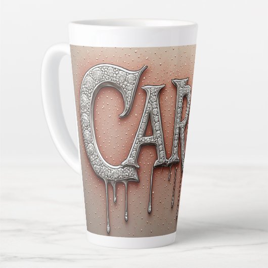 Tasse Latte Nom Carol en or ruisselant (Angle gauche)