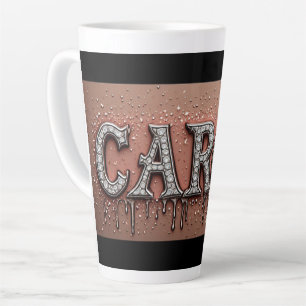 Tasse Latte Nom Carol en or ruisselant