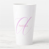 Tasse Latte Nom Chic Monogramme Lettre initiale Calligraphie (Devant)
