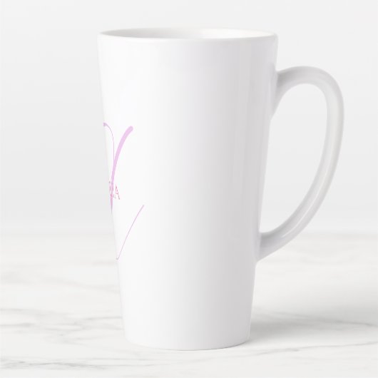 Tasse Latte Nom Chic Monogramme Lettre initiale Calligraphie (Droite)