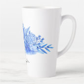 Tasse Latte Nom, Cobalt Blue Tropical Flowers & Feuilles (Droite)