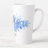 Tasse Latte Nom, Cobalt Blue Tropical Flowers & Feuilles (Droite)