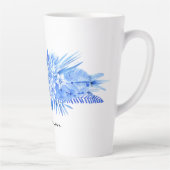 Tasse Latte Nom, Cobalt Blue Tropical Flowers & Feuilles (Droite)