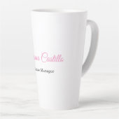 Tasse Latte Nom de calligraphie simple noir blanc rose (Angle droit)