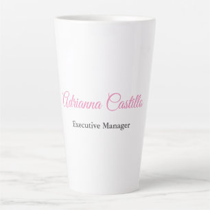Tasse Latte Nom de calligraphie simple noir blanc rose