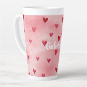Tasse Latte Nom de cœurs rouges roses (Angle gauche)