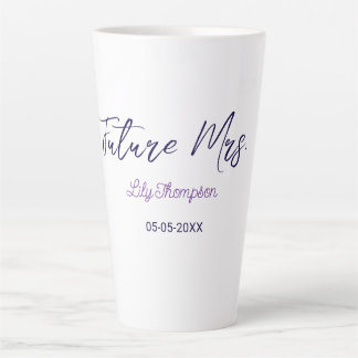 Tasse Latte nom de future Mme mariée fête de mariage violet da